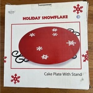 Block Basics New Sealed 2004 Holiday Snowflake Cake Plate With Stand